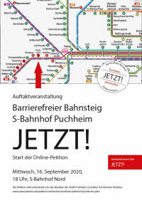 Plakat Auftakt Online-Petition Barrierefreier S-Bahnhof Puchheim 16.9.2020