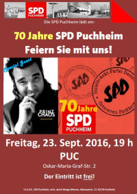 Plakat zur 70-Jahr-Feier der SPD Puchheim