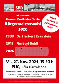 SPD Puchheim Vorstellung Bürgermeisterkandidat 2026 - Plakat zur Veranstaltung