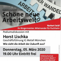 Plakat Podiumsdiskussion mit Horst Lischka 5.3.2020